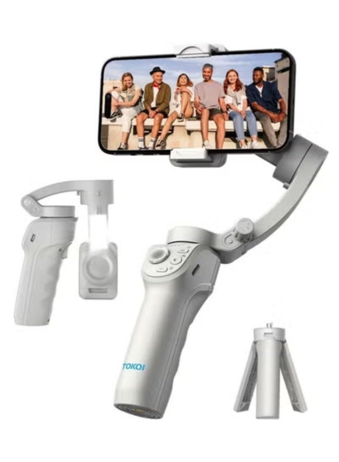 TOKQI 3-Axis Smartphone Gimbal Stabilizer for Android and iPhone with AI Face and Object Tracking, Handheld Phone Stabilizer for Smooth Video Recording, Vlogging, Photography and Content Creation - Image 1