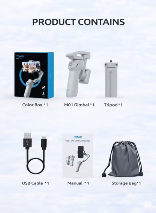 TOKQI 3-Axis Smartphone Gimbal Stabilizer for Android and iPhone with AI Face and Object Tracking, Handheld Phone Stabilizer for Smooth Video Recording, Vlogging, Photography and Content Creation - Image 5