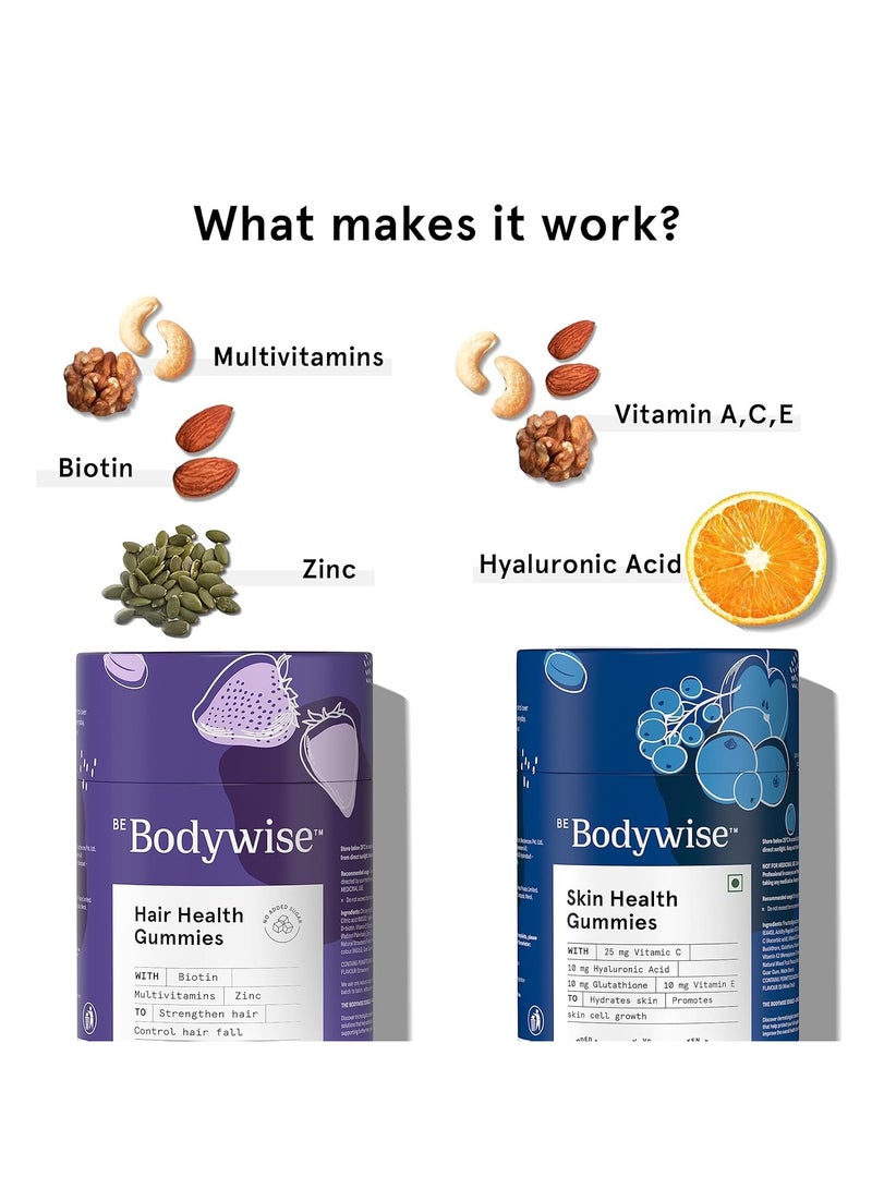 Mosaic Be Bodywise Gummies for Skin and Hair Combo of 120 Gummies Skin Gummies with Hyaluronic Acid, Vitamin C & E, and glutathione Biotin Gummies Biotin Supplements for Stronger Hair  No Added Sugar - Image 3