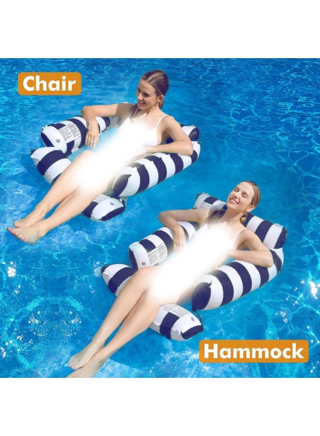 عوامة كرسي هوائية للمسبح للكبار والأطفال – تصميم أرجوحة 4 في 1 – بنمط مخطط – مقعد شبكي مريح – مثالية لحفلات المسبح والصيف - Image 3