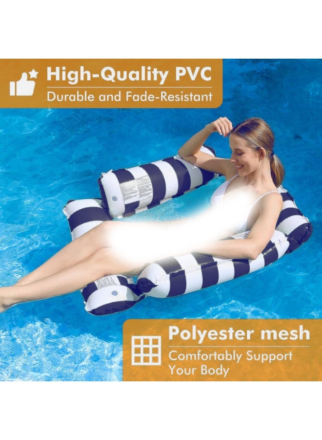 عوامة كرسي هوائية للمسبح للكبار والأطفال – تصميم أرجوحة 4 في 1 – بنمط مخطط – مقعد شبكي مريح – مثالية لحفلات المسبح والصيف - Image 4