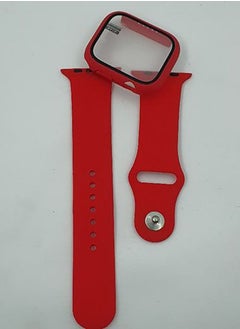 Apple Watch Series 7 (41mm) Cover With Screen Protector & Silicon Strap Replacement- Red