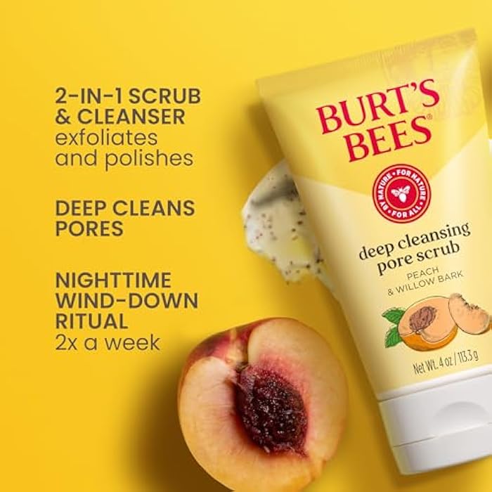Burt's Bees Deep Cleansing Pore Scrub with Peach and Willow Bark, 4 Ounces, Pack of 3 - Image 3