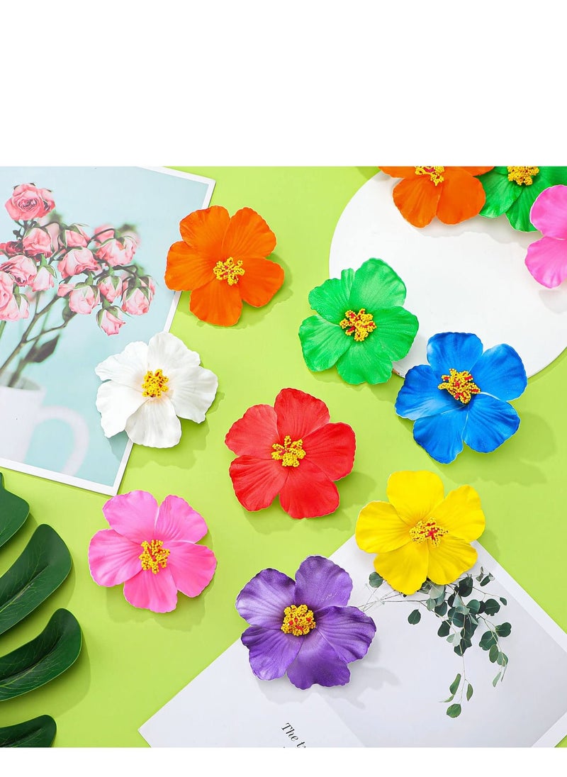 SYOSI - Hawaiian Flower Hair Clips, Artificial Tropical Flower Hair Clip for Seaside Holiday, Bridal Hair Accessories, 9 Colors Hawaiian Hibiscus Flower Orchid Hairpin for Women and Girls(27 Pcs) - Image 1