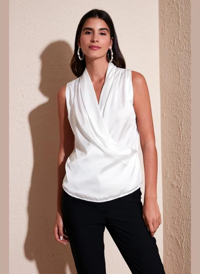 ليلا بلوزة ليلا بدون أكمام بياقة ملتفة للنساء