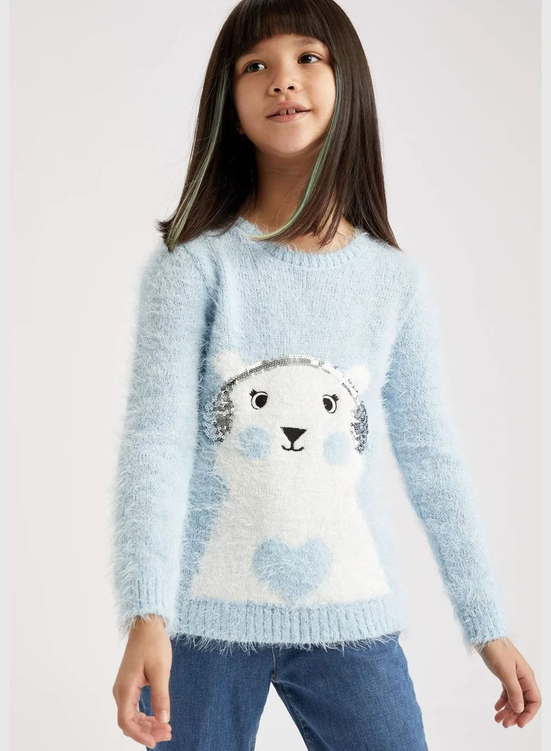 DeFacto Girl Tricot Regular Fit Crew Neck Clean Pullover