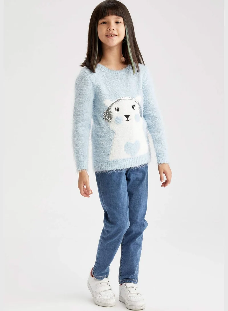DeFacto Girl Tricot Regular Fit Crew Neck Clean Pullover