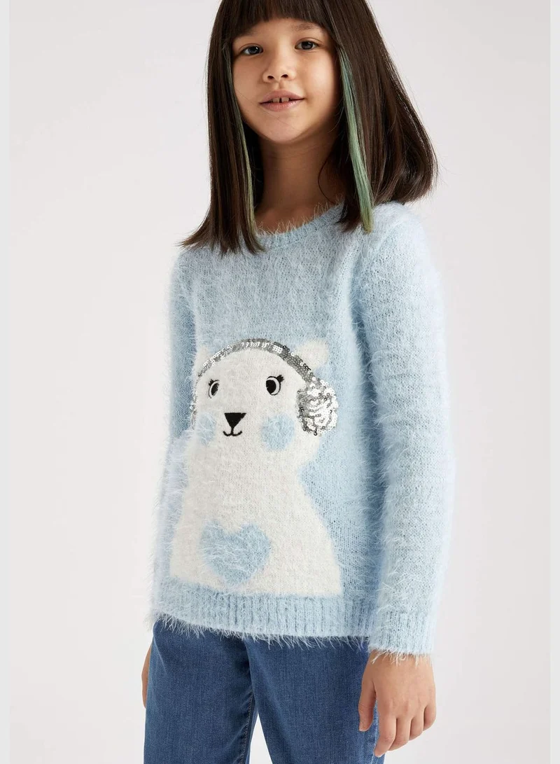 DeFacto Girl Tricot Regular Fit Crew Neck Clean Pullover