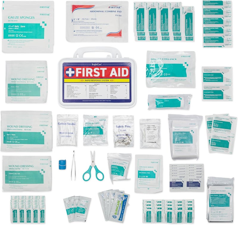 BrightCare First Aid Kit  Wall Mount Back Option 130 Pieces Durable Hard Case with Carrying Handle  First Aid Kit for Office Home School Car Hiking Camping  by BrightCare - Image 4