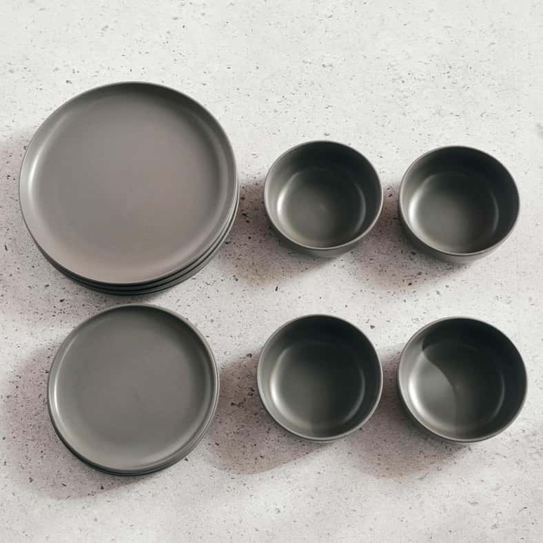 Pan Home طقم عشاء من 12 قطعة من الخزف - رمادي - Image 5