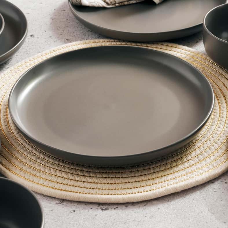 Pan Home طقم عشاء من 12 قطعة من الخزف - رمادي - Image 4