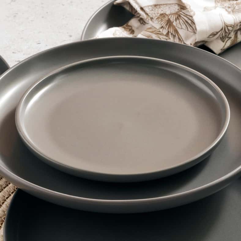 Pan Home طقم عشاء من 12 قطعة من الخزف - رمادي - Image 3