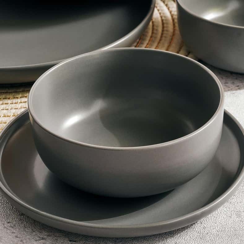 Pan Home طقم عشاء من 12 قطعة من الخزف - رمادي - Image 2