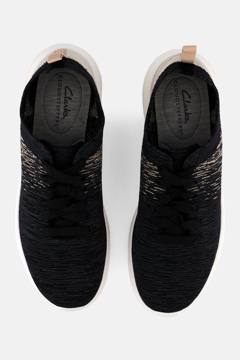 clarks Women Standard Nova Glint Lace Up Casual Shoes, Black - Image 3