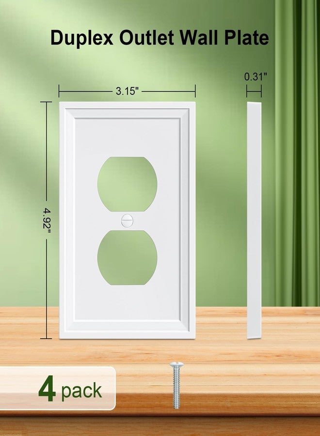 TREEWELL 4-Pack Duplex Outlet Cover, Natural Bamboo Fiber Switch Plates and Outlet Covers, White Decorative Wall Plates for Electrical Outlets, 1 Gang Receptacle Cover, Corrosion Resistant - Image 2