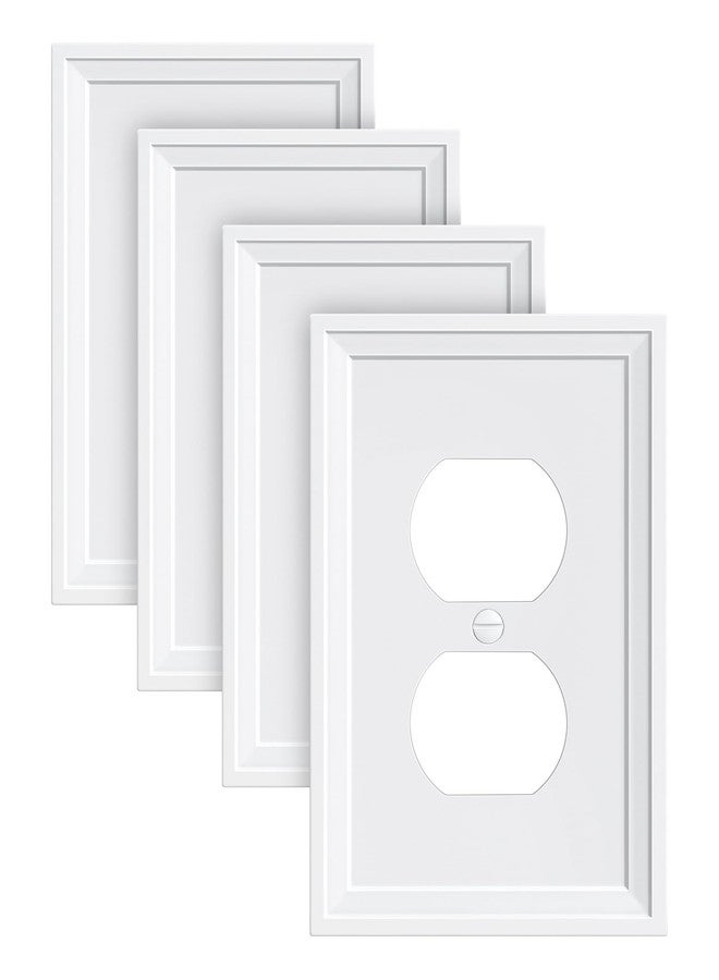 TREEWELL 4-Pack Duplex Outlet Cover, Natural Bamboo Fiber Switch Plates and Outlet Covers, White Decorative Wall Plates for Electrical Outlets, 1 Gang Receptacle Cover, Corrosion Resistant - Image 1