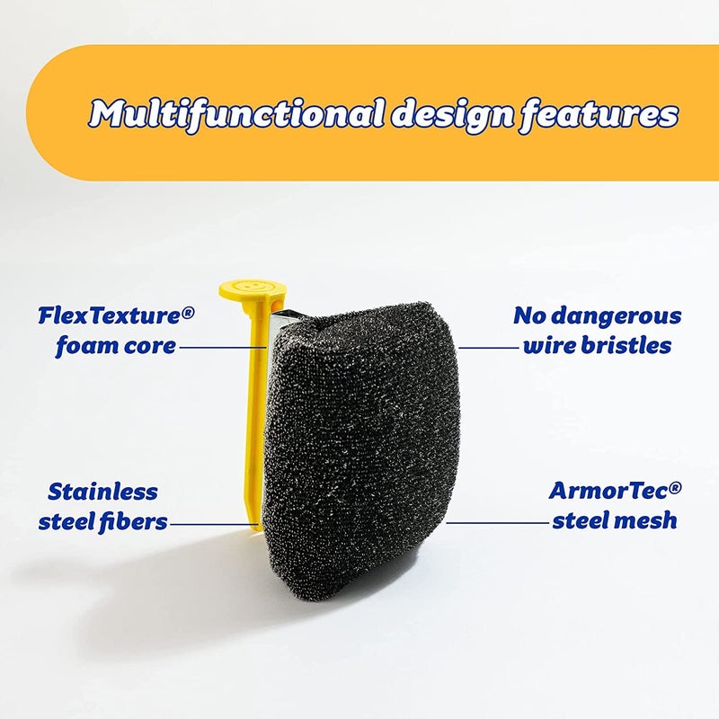 Scrub Daddy BBQ Daddy Grill Brush Head Refill - Bristle Free Grill Brush ArmorTec Steel Mesh Grill Cleaning Brush Attachment - Steam-Activated Cleaning Scrubber for Grates (1 Count) - Image 3