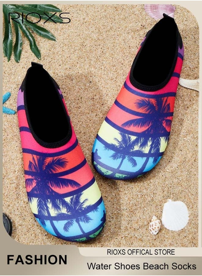 RIOXS Water Shoes Beach Socks For Women Barefoot Aqua Socks Quick-Dry Non-Slip Swim Shoes For Beach Swimming Pool Water Park  - Image 1