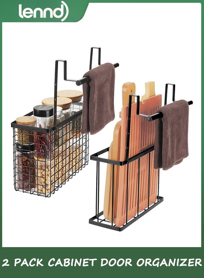 LENND 2 Pack Cabinet Door Organizer,Over The Cabinet Door Organizer with Towel Bars,Hang Over Cabinet Door Storage, Kitchen Cabinet Door Organizer for Cutting Board, Baking Sheet, Foil, Plastic Wrap - Image 1