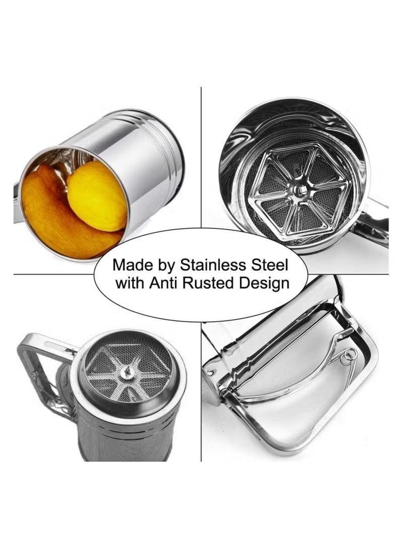 منخل دقيق ستانلس ستيل بيد واحدة مع مقبض زناد عملي - Image 3