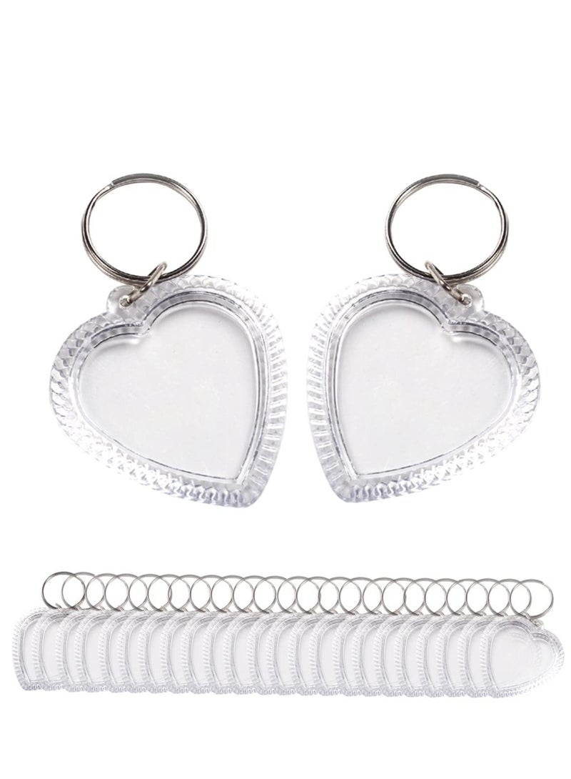 Excefore Transparent Acrylic Photo Frame, Keyring Heart-shaped Blank DIY,  Picture Insert Frame, Keychains Key Rings for Unisex Friends Family Couple Craft Artwork(25 PCS )  - Image 1