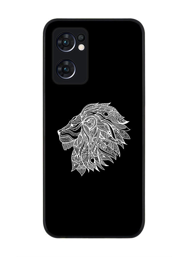 Stylizedd Rugged Black edge case for Oppo Reno7 5G  Slim fit Soft Case Flexible Rubber Edges Anti Drop TPU Gel Thin Cover - Lion Abstract - Image 1