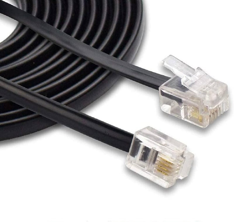 HOLA ! Telephone Line Cord Telephone Extension Cord 2 Pin, 1 Line Rj11 Male To Male Cable Or Landline, Phone, Modem Or Fax Machine (Black, 10 Meter) - Image 1