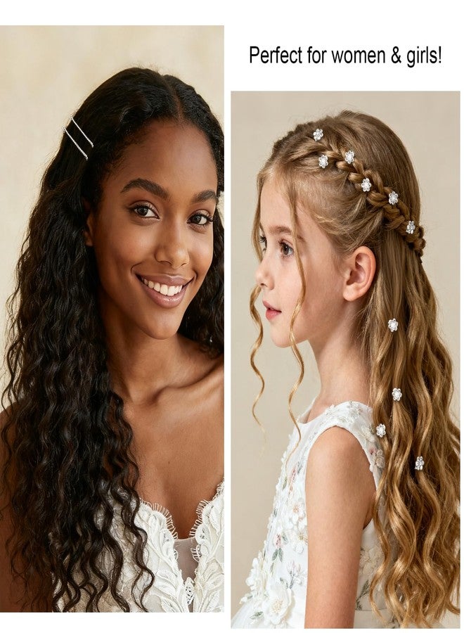 Wecoe 13 Pcs Silver Rhinestone Hair Clips Decorative Hair Pins Bobby Pins Barrette for Women Hair Pieces Jewelry for Women Wedding Bridal Bride Flower Girl Hair Accessories - Image 2