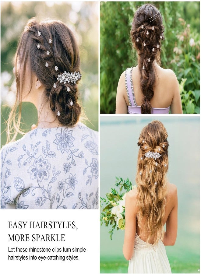 Wecoe 13 Pcs Silver Rhinestone Hair Clips Decorative Hair Pins Bobby Pins Barrette for Women Hair Pieces Jewelry for Women Wedding Bridal Bride Flower Girl Hair Accessories - Image 4
