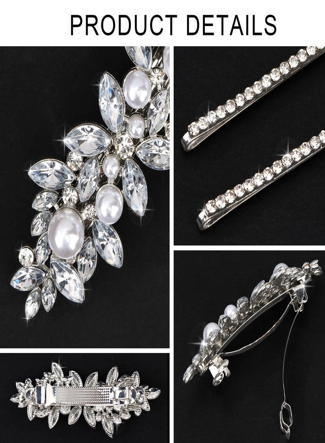 Wecoe 13 Pcs Silver Rhinestone Hair Clips Decorative Hair Pins Bobby Pins Barrette for Women Hair Pieces Jewelry for Women Wedding Bridal Bride Flower Girl Hair Accessories - Image 5