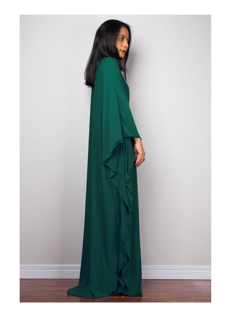 NIBEMINENT - Women Bathing Suit Cover Up Beach Maxi Dresses Loose Oversized Smock Gown Holiday Sun Protection Dark Green - Image 1