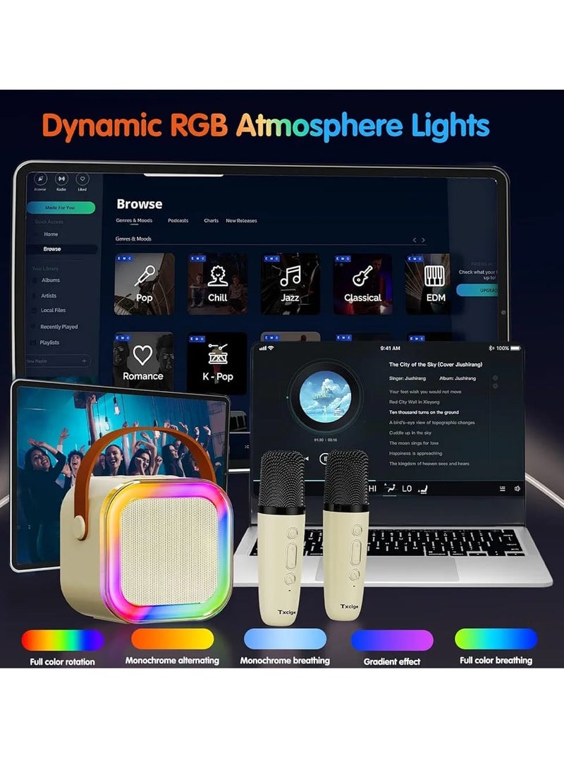 K12 Colorful Bluetooth Speaker with 2 Karaoke Mic for Home Portable Mini Wireless Speaker with Mike for House Parties Birthday Gifts Events  - Image 4