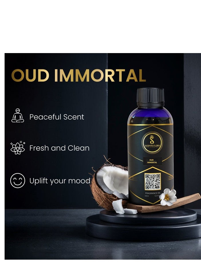 Scenta Flora - Oud Immortal - Diffuser Aroma Oil - Soothing, Healing, and Relaxing Fragrance for Scent Diffusers - Aromatherapy (500 ml) - Image 1