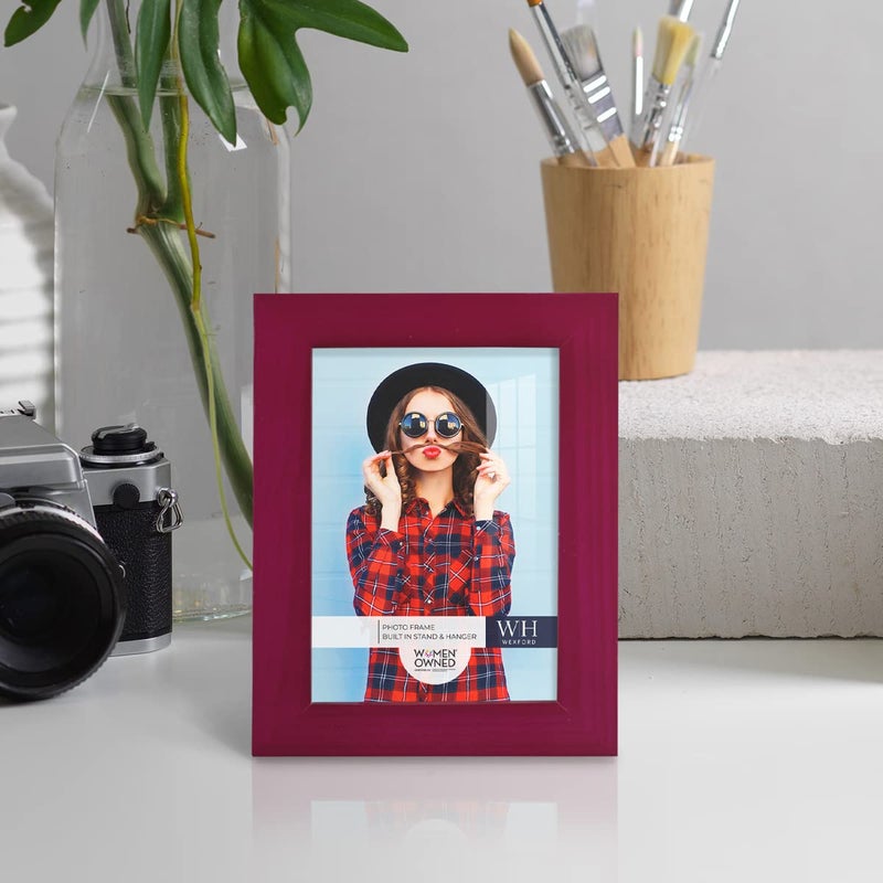 Renditions Gallery 3.5x5 inch Picture Frame Cherry Red Wood Grain Frame  High-end Modern Style  Made of Solid Wood and High Definition Glass for Wall and Tabletop Photo Display - Image 2