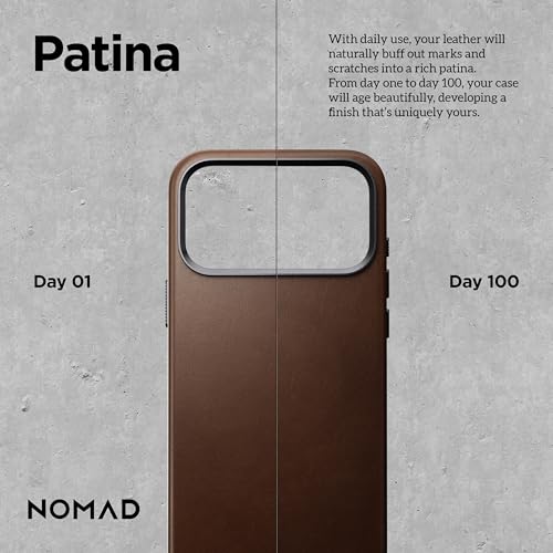 NOMAD Traditional Leather Case Brown Compatible with iPhone 17 Pro Max Leather Magsafe Charging Compatible Phone Case for iPhone 17 Pro Max - Image 3