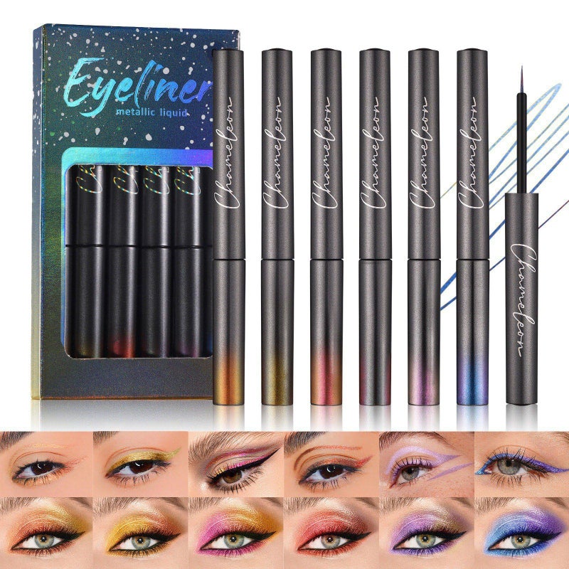 Spdoo 6pcs Multichrome Liquid Eyeliner Liquid, Metallic Glitter Shimmer Eye Liner, Long Lasting, Waterproof Colorful Eyeliner - Image 1