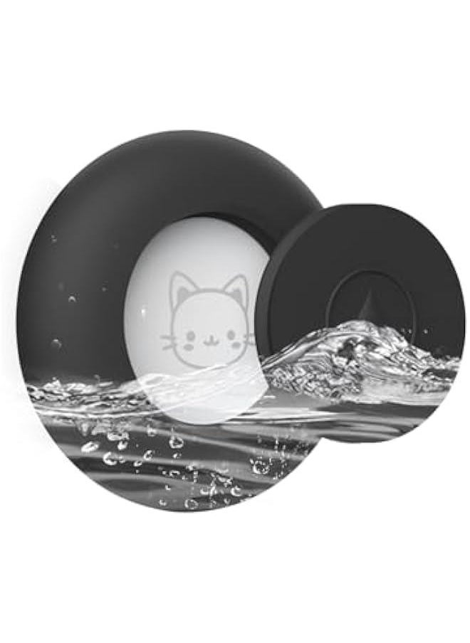 OCTOBER - Airtag Holder for Dog Collar, Silicone Air Tag Case Cover Compatible with Apple Airtags Cat Pet Collar Harness Loop, 0.8-1.2inch (Black) - Image 1