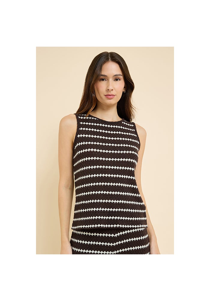 R&B Patterned Knitted Sleeveless Top - Image 1