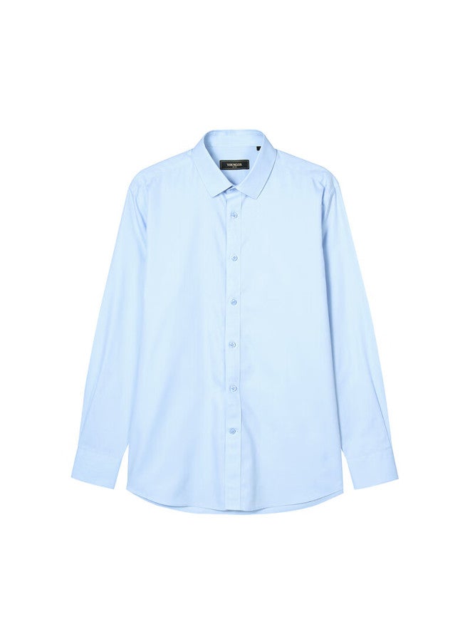 YOUNGOR Yagelor spring And Autumn Business Casual Xinjiang Pure Cotton Long Sleeve Shirt Men Easy To Care Light Blue 39 - Image 4