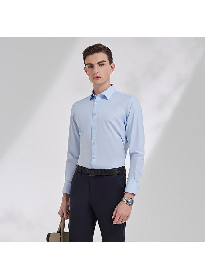 YOUNGOR Yagelor spring And Autumn Business Casual Xinjiang Pure Cotton Long Sleeve Shirt Men Easy To Care Light Blue 39 - Image 2