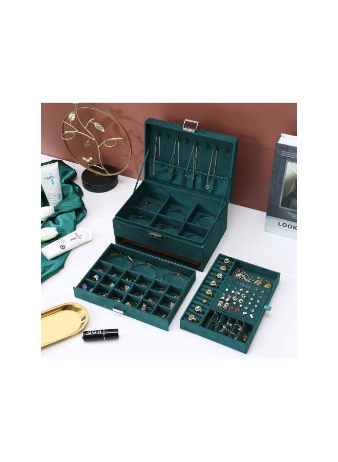 Zaboon Box for Women 3 Layers Large Jewelry Organizer with velvet Travel Jewelry Storage Organizer Jewelry Case for Earring, Ring, Necklace, Bracelets - Image 3