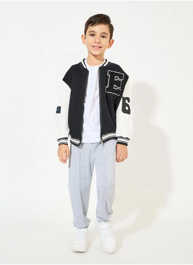 Styli Color Block Patch Detail Zip-Up Jacket