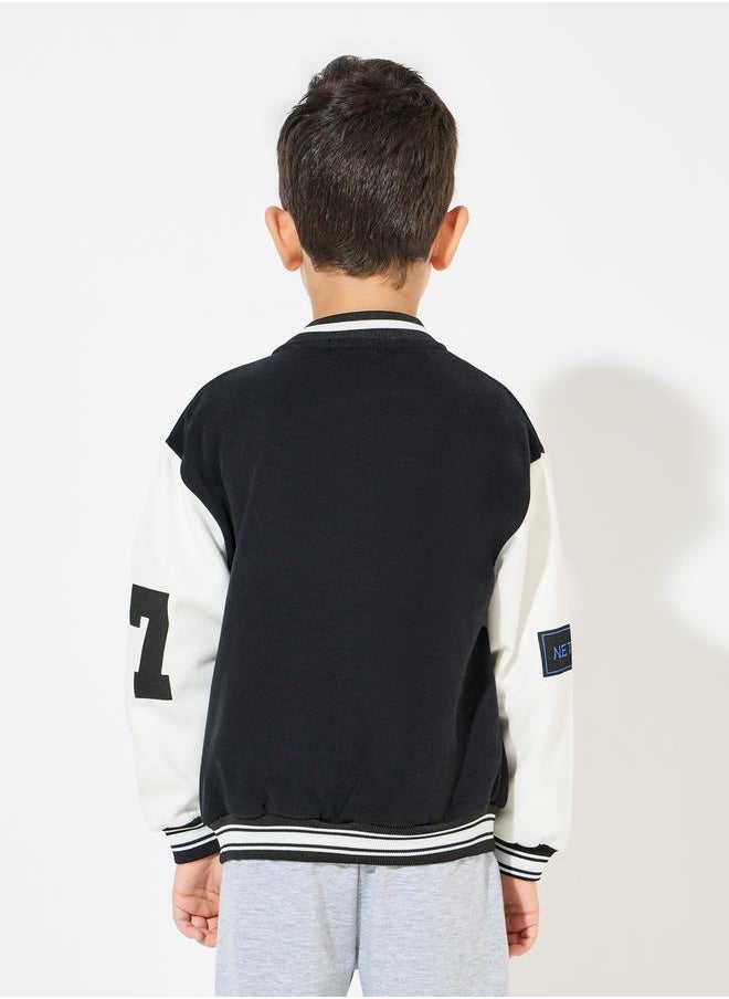 Color Block Patch Detail Zip-Up Jacket