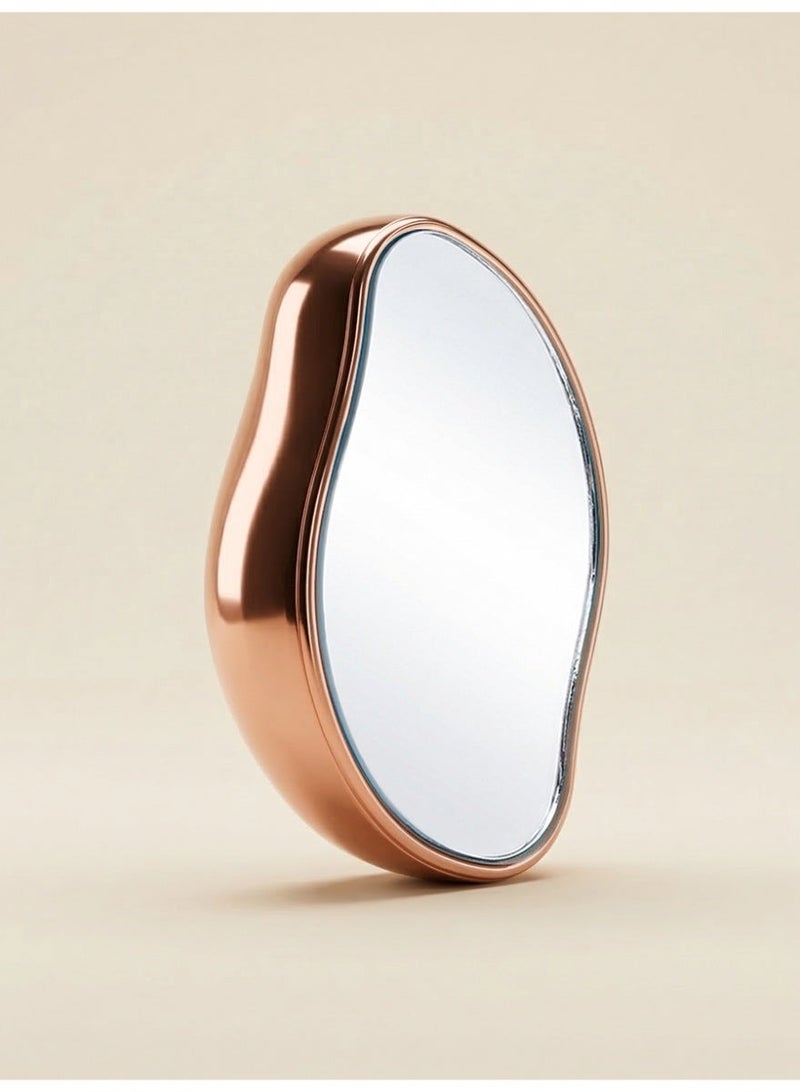 XiaoGiqi Portable Bean-Shaped Crystal Physical Hair Remover with Mirror Cover, Glossy Rose Gold Nano Glass Painless Depilation Eraser, Reusable Exfoliating Hair Removal Tool for Legs, Arms, Back & Full Body - Image 1