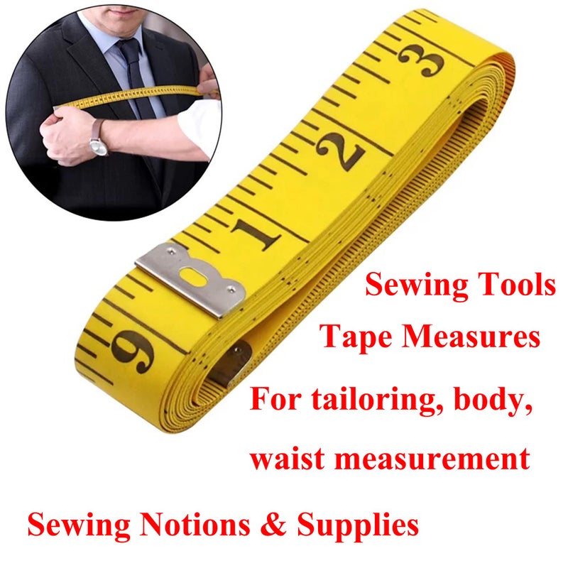 monochef Soft Tape Measure Double Scale Measuring Tape Body Sewing Flexible Tailor Craft Vinyl Ruler for Weight Loss Medical Body Measurement, Has Centimetre Scale on Reverse Side (3pcs Yellow-120 inch) - Image 5