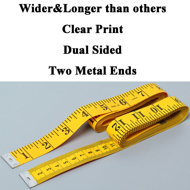 monochef Soft Tape Measure Double Scale Measuring Tape Body Sewing Flexible Tailor Craft Vinyl Ruler for Weight Loss Medical Body Measurement, Has Centimetre Scale on Reverse Side (3pcs Yellow-120 inch) - Image 2