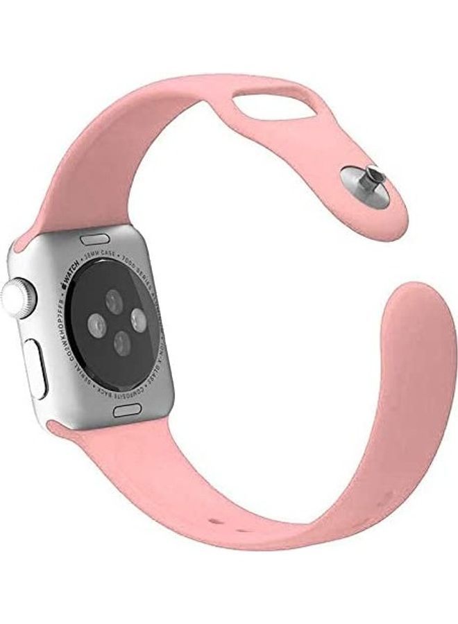 Replacement Silicone Strap For Apple Smartwatch 42-44mm Pink - Image 2