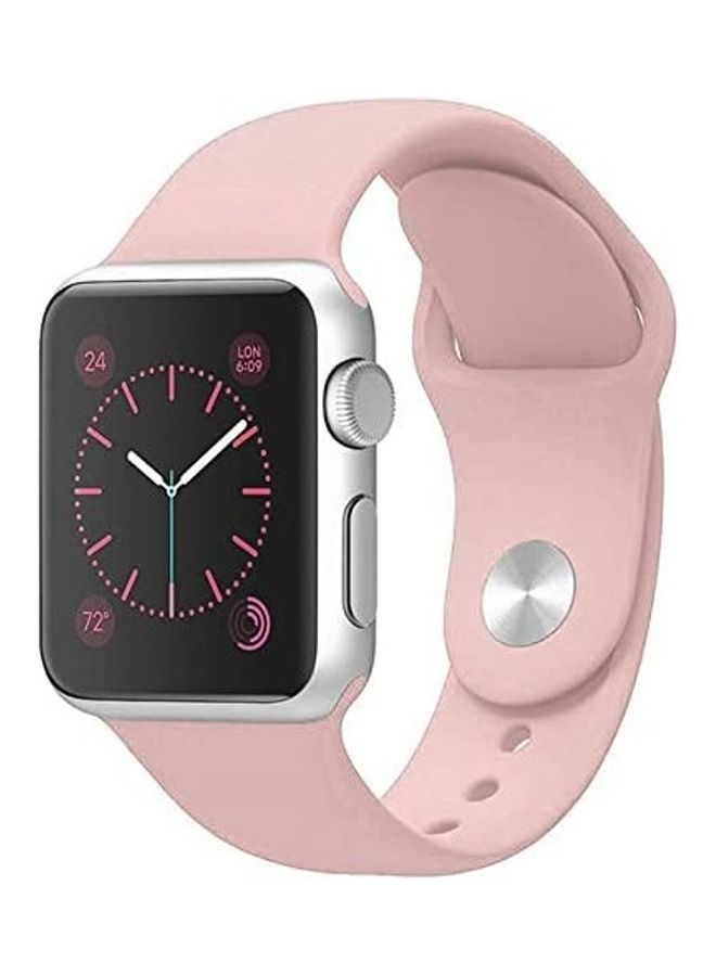 Replacement Silicone Strap For Apple Smartwatch 42-44mm Pink - Image 1