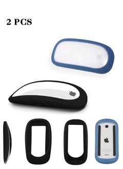 Realfrog Silicone Case Cover Protective for Apple Magic Mouse 2 & Apple Magic Mouse 1 Soft Protective Case for Apple Magic iPad Mouse Ultra Thin Cover Silica Gel Anti-Drop Mouse Accessories (Black+Blue)  - Image 1