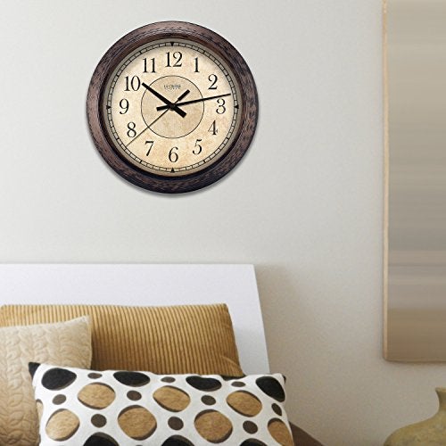 La Crosse Technology LaCrosse 404-2635 Analog Wall Clock, 14", Rustic Brown - Image 4